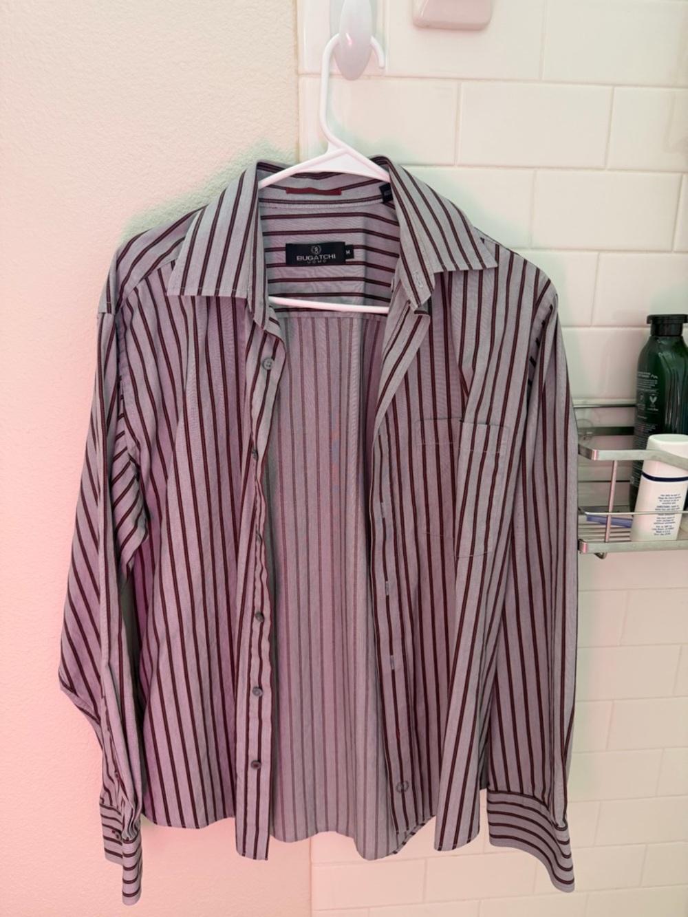 Bugatchi Striped Button-Down Shirt in Gray and Black